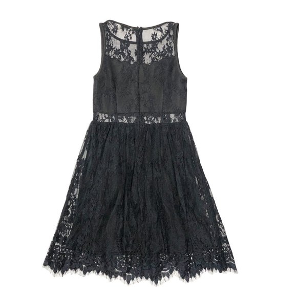 Francesca's Womens Size XS Black Sheer Lace Mesh Fit Flare Lined Dress - Picture 9 of 9